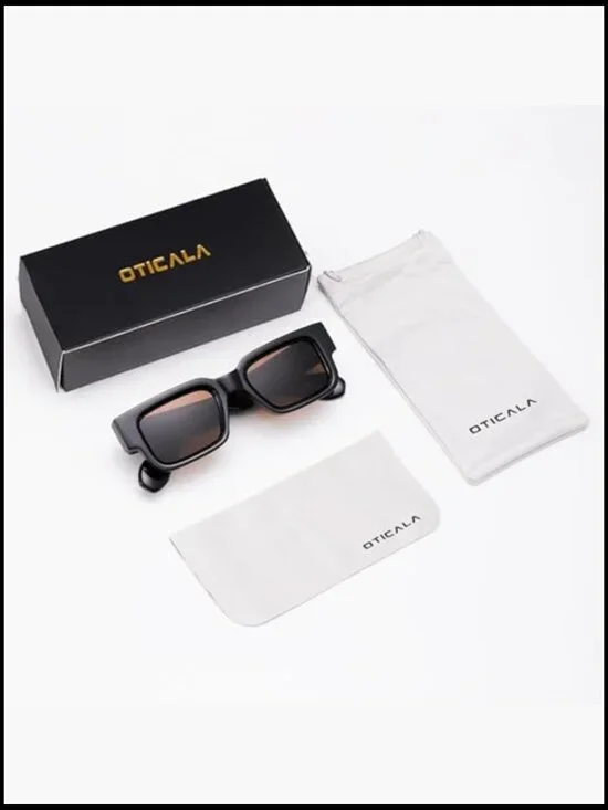 Retro Square Sunglasses with Thick Frame, UV Protection, Unisex - Picture 6 of 7